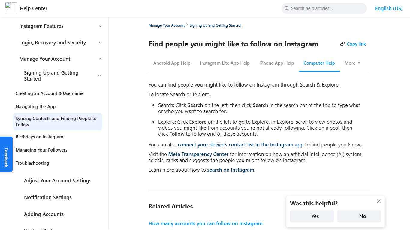 Find people you might like to follow on Instagram Instagram Help Center